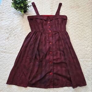 Marc by Marc Jacobs Burgundy Square Tonal Plaid Cotton Sleeveless Dress, Size 12